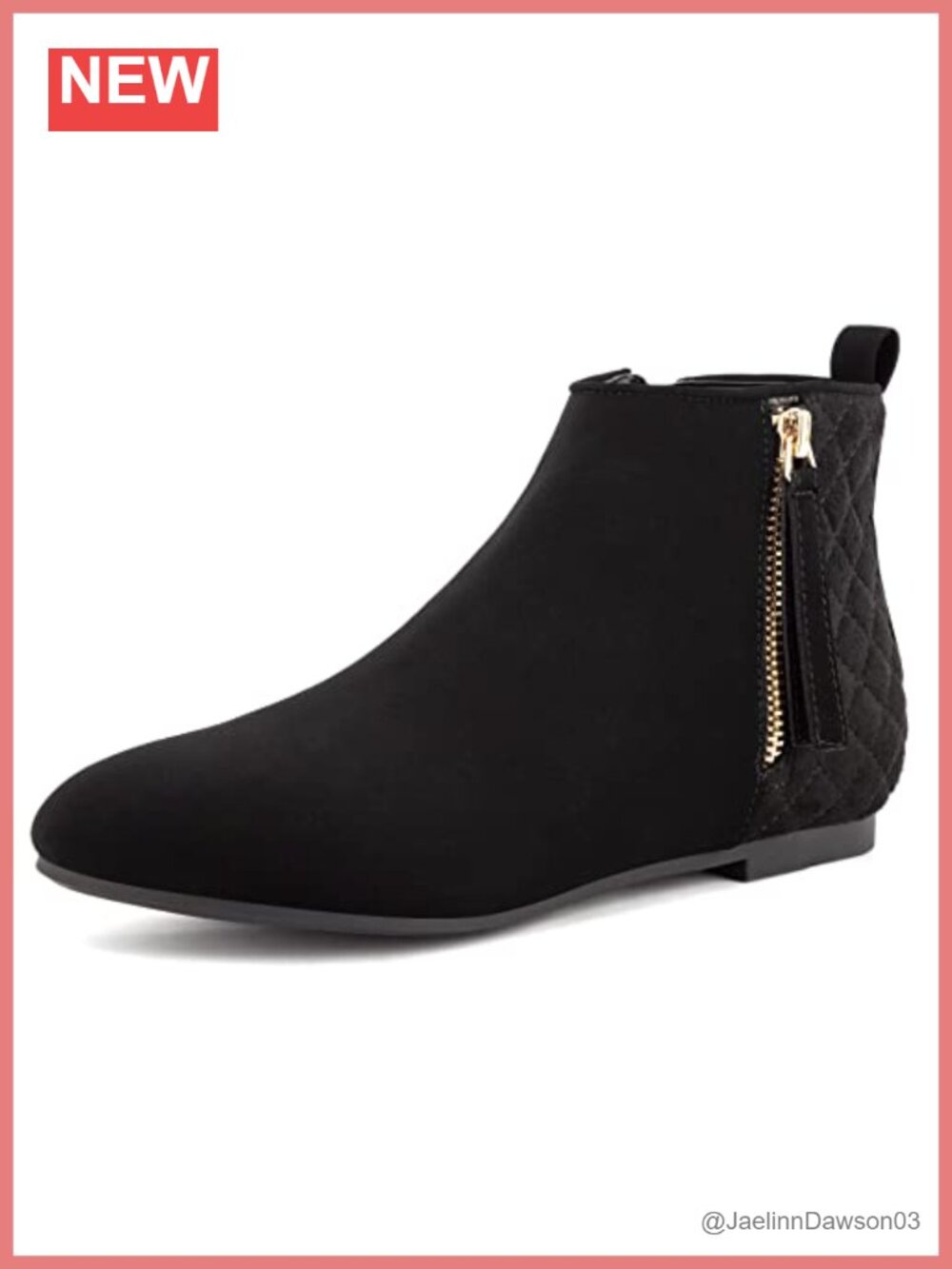 Women's Ankle Boots Flat Round Toe Side Zip Faux Suede Booties